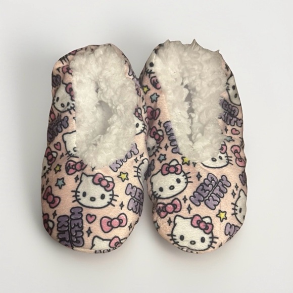 Hello Kitty Other - HELLO KITTY Sanrio Fuzzy fur slip on slippers Kids Girls size 11/12 house shoes